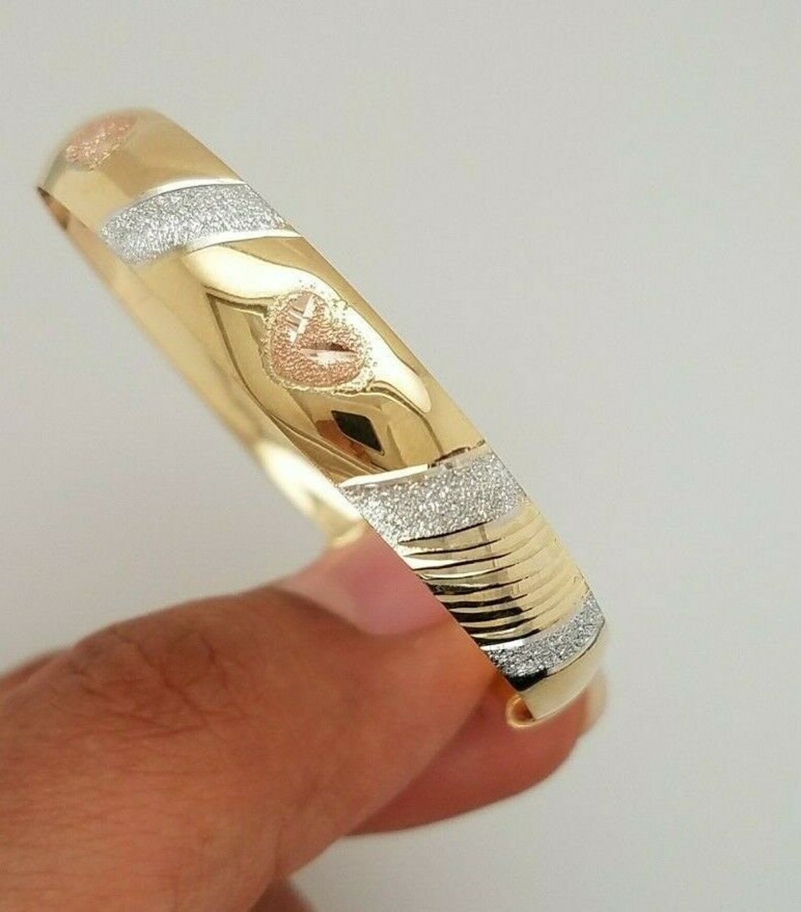 14K Yellow Gold Baby Bangle Bracelet 6 Inches 4.7 Grams Tri Etsy