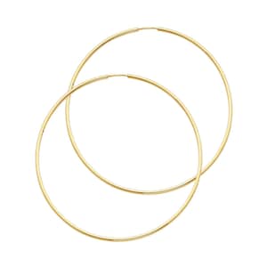 14k Solid Yellow Gold 1.5 MM Thick Lightweight Large Big Classic Endless Hoop Earrings 1.8 Inches 47MM