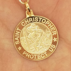 14k Gold St Christopher Pendant - Etsy