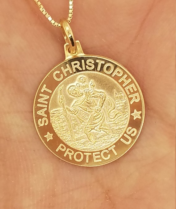 SH53044 sterling silver St Christopher medal pendant, engravable,  personalise
