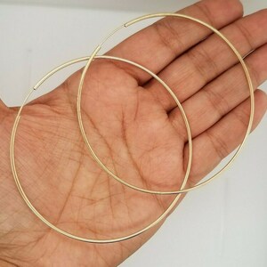 14k Solid Yellow Gold 1.5 MM Thick Lightweight Extra Large Big Classic Endless Hoop Earrings 3 Inches 3.3 Grams