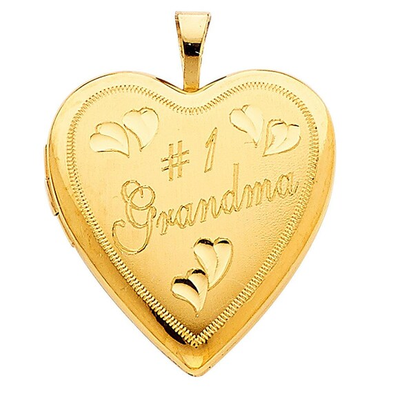 14K Solid Yellow Gold 1 Grandma Heart 