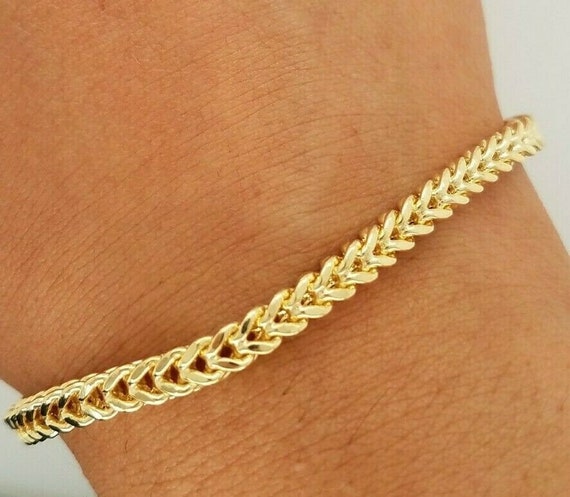 10K Yellow Gold 4 MM Franco Chain Bracelet Anklet 8 Inches for - Etsy