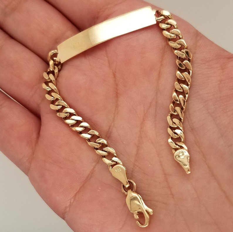 14K Solid Yellow Gold Kids Babies ID Bracelet Cuban Links Etsy