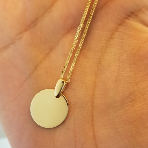14K Solid Yellow Gold Round Engravable 