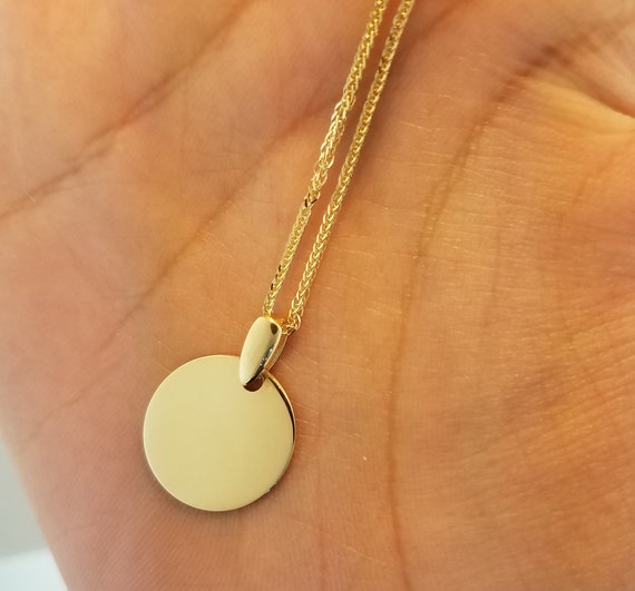 14K Solid Yellow Gold Round Engravable 