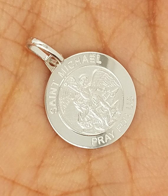 St michael necklace white gold deals