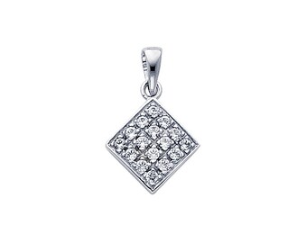 14 k Solid White Gold 0,25 ct ronde Diamond-Shaped Pendant