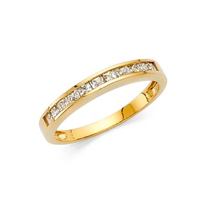 0.75 ct Princess Cut Wedding Band Channel set 14K yellow gold Diamond like Cubic Zirconia