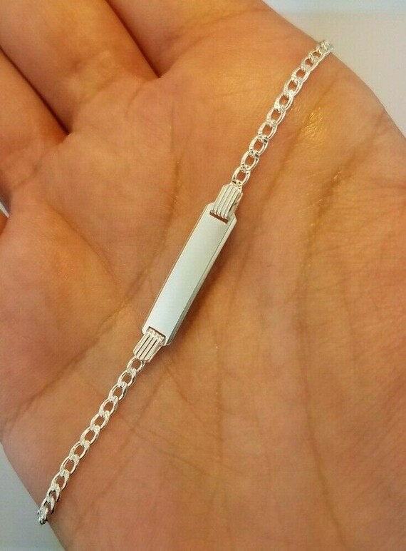 925 Sterling Silver Solid Engraved Baby Curb ID Bracelet 5.5" Christening Gift 925 Sterling Silver Solid Engraved Baby Curb ID Bracelet 5.5" Christening Gift