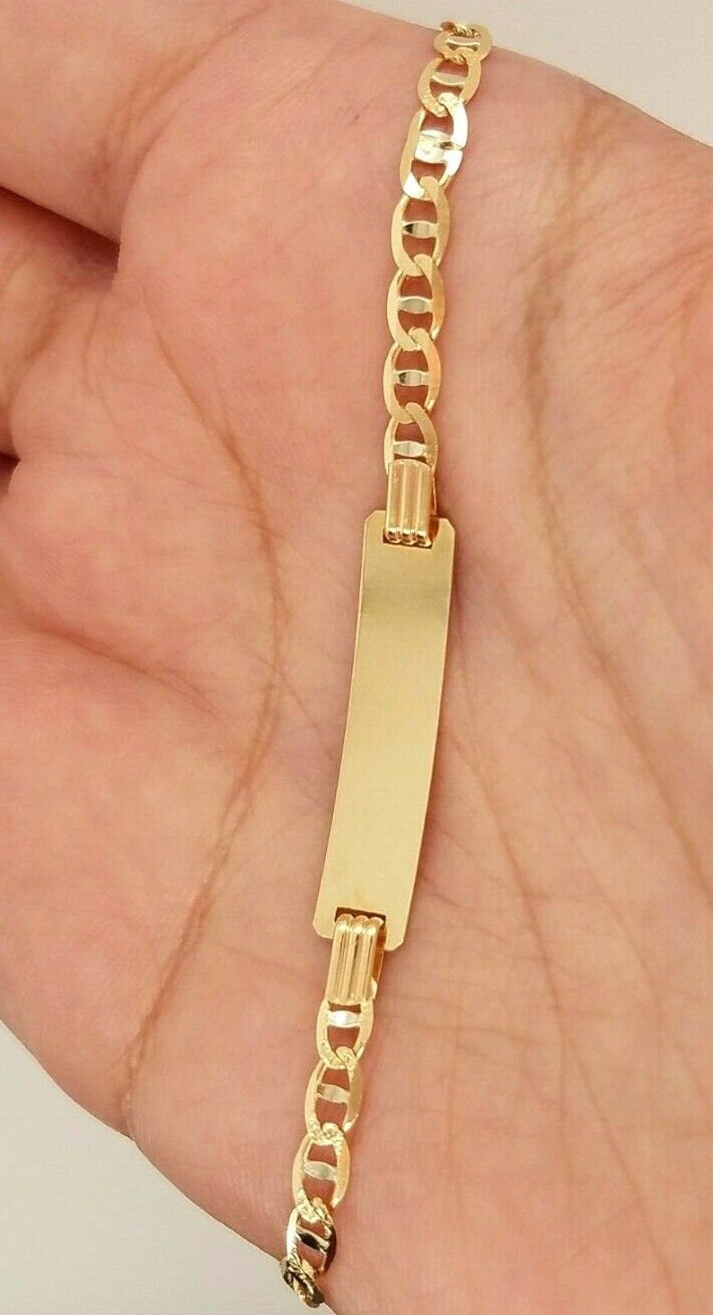 14K Yellow Gold Kids Babies ID Bracelet Mariner Links Etsy