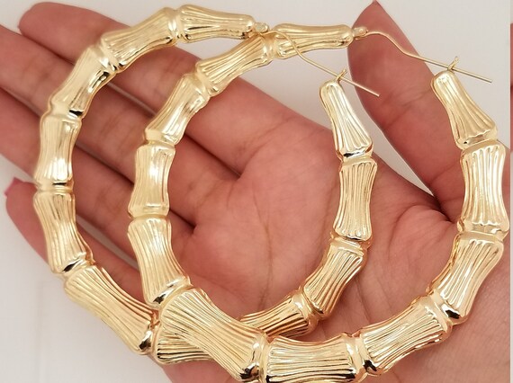 10K Yellow Gold Extra Small Bamboo Hoop Earrings