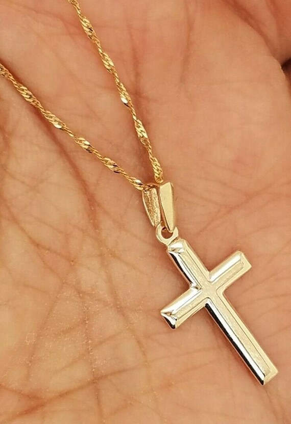 14K Yellow Gold Cross Pendant Small Religious Charm 1 Gram Etsy