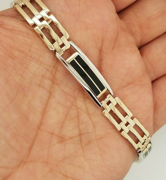 14K Polished Fancy Link with Black Onyx Bracelet LF578-8 | Atlanta West  Jewelry | Douglasville, GA