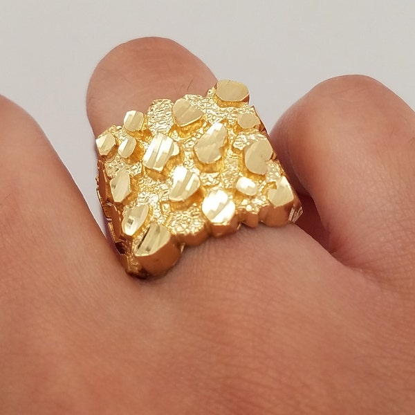 Extra Large Mens & Women's 10K Yellow SOLID GOLD Nugget - All Ring Sizes Available 5-14