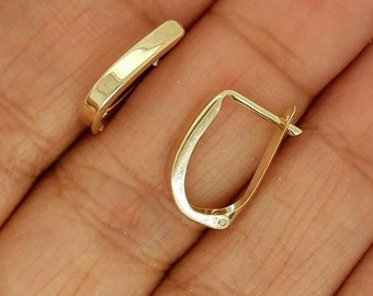 14k Yellow Gold Oval Huggie Hoop Earrings Clip Ons For Women 0.6 Inches 0.6 Grams