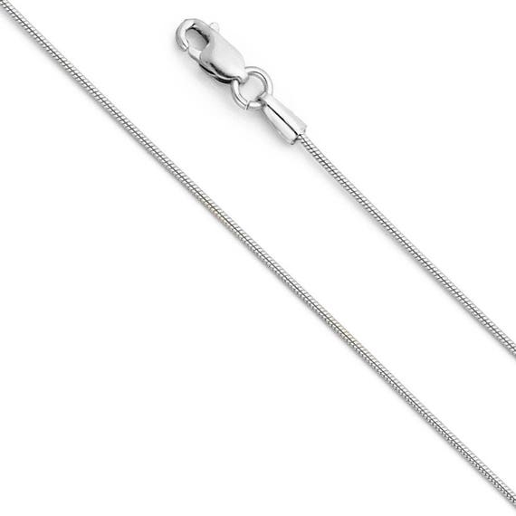 14K Solid White Italian Gold Snake Chain Necklace 0.8mm 16 18 20