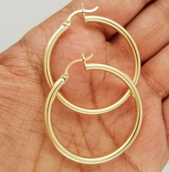 Large 10k gold hoop earrings deals