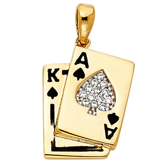 Gold Ace of Spades Pendant 14k Solid Gold Ace of Spades 