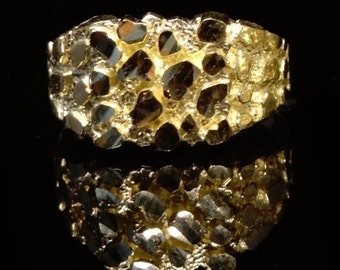 Small Mens & Women's 10K Yellow SOLID GOLD Nugget - All Ring Sizes Available 5-14