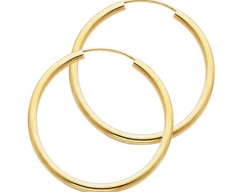 14K or blanc Endless Hoop Boucles d'oreilles fantaisie finition Hoops 14.25 X 1.5 Mm minimaliste 14K or blanc Endless Hoop Boucles d'oreilles fantaisie finition Hoops 14.25 X 1.5 Mm minimaliste
