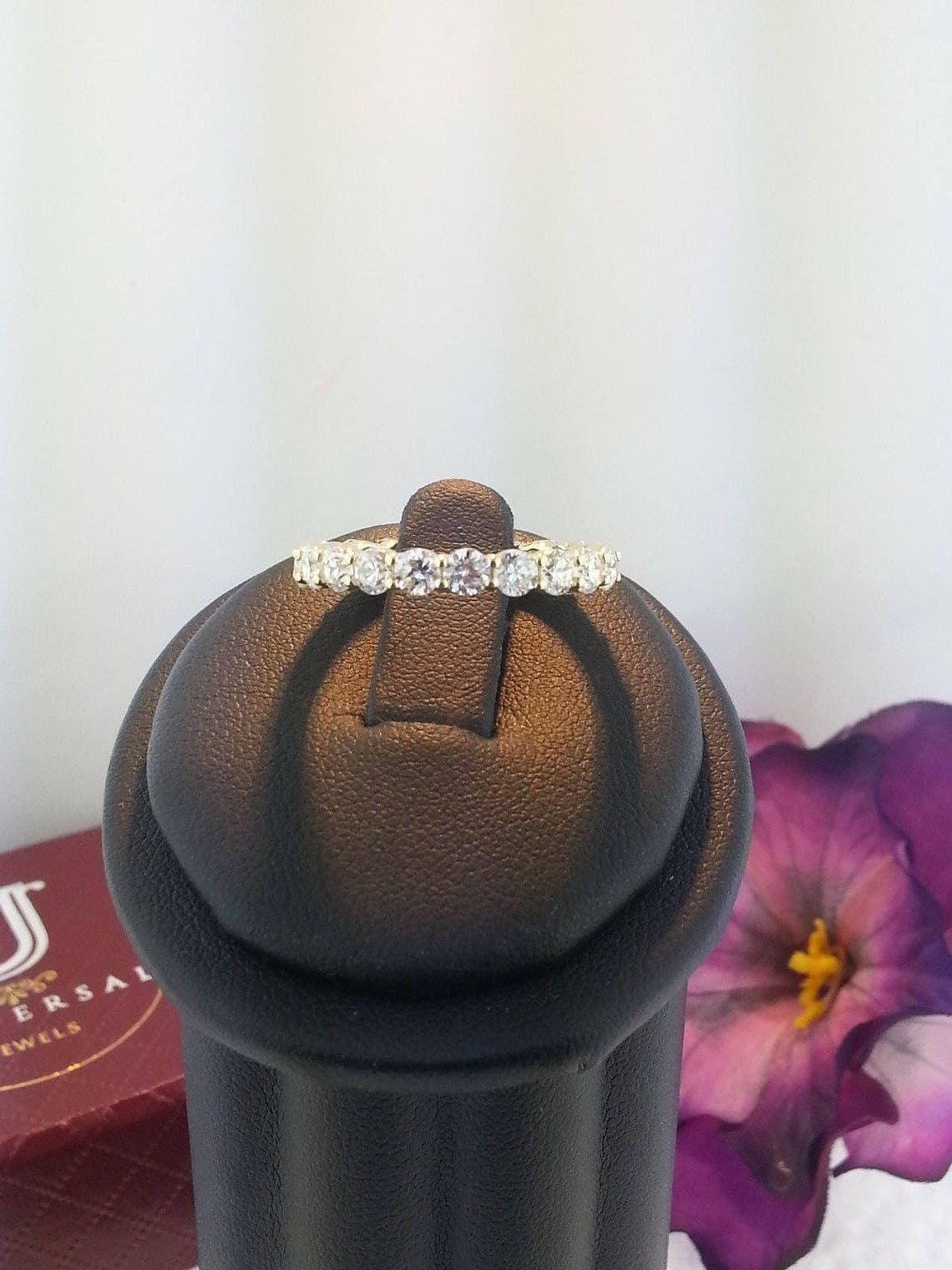 14k Solid White Gold CZ Eternity Band Stackable Ring Endless Etsy