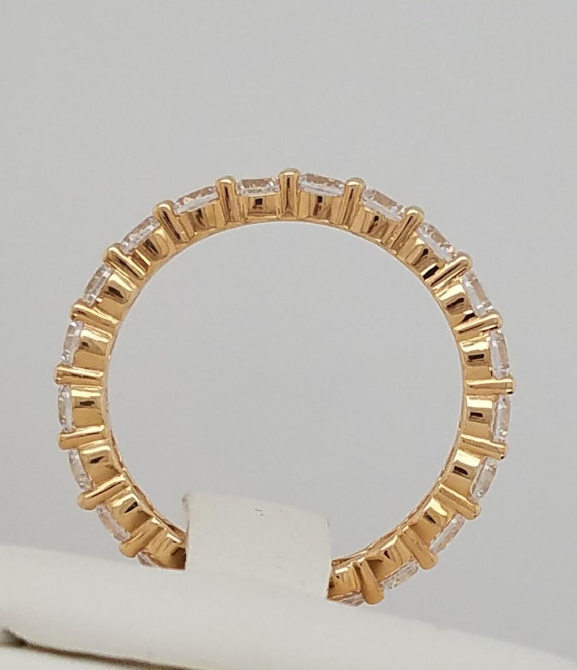 14k Solid Yellow Gold CZ Eternity Band Stackable Ring Endless Etsy