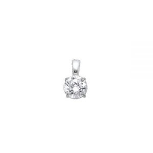 14k Solid White Gold 1 CT Round Cut Solitaire CZ Pendant Charm