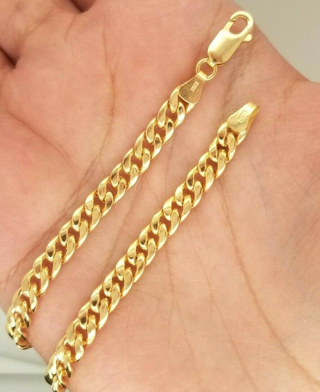 10K Yellow Gold Cuban Link Bracelet Anklet 8 Inches 4.5MM Etsy