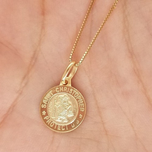 14K Solid Yellow Gold St. Christopher 