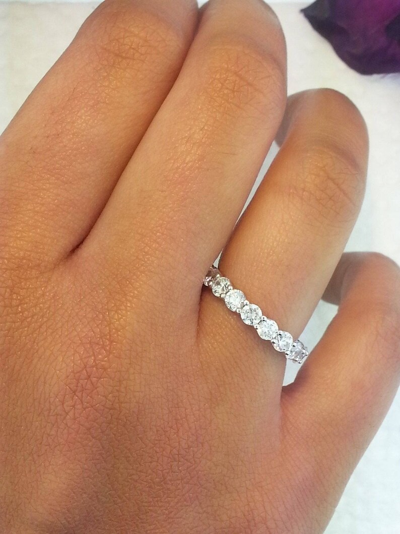 14k Solid Yellow Gold CZ Eternity Band Stackable Ring Endless Etsy