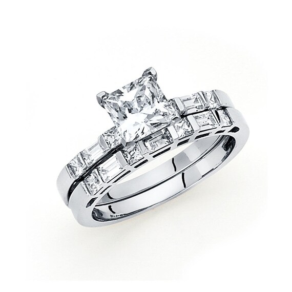 White gold cubic zirconia wedding sets deals