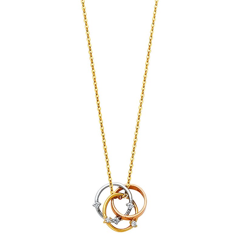14K Yellow Gold Rose Gold and White Gold Trio Circle Diamond Etsy