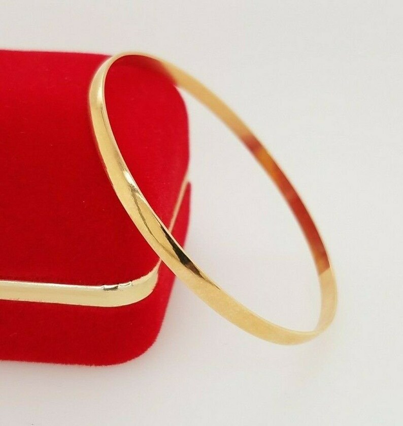 14K Yellow Gold 3 MM Baby Bangle Bracelet 6.5 Inches 5 Grams Etsy