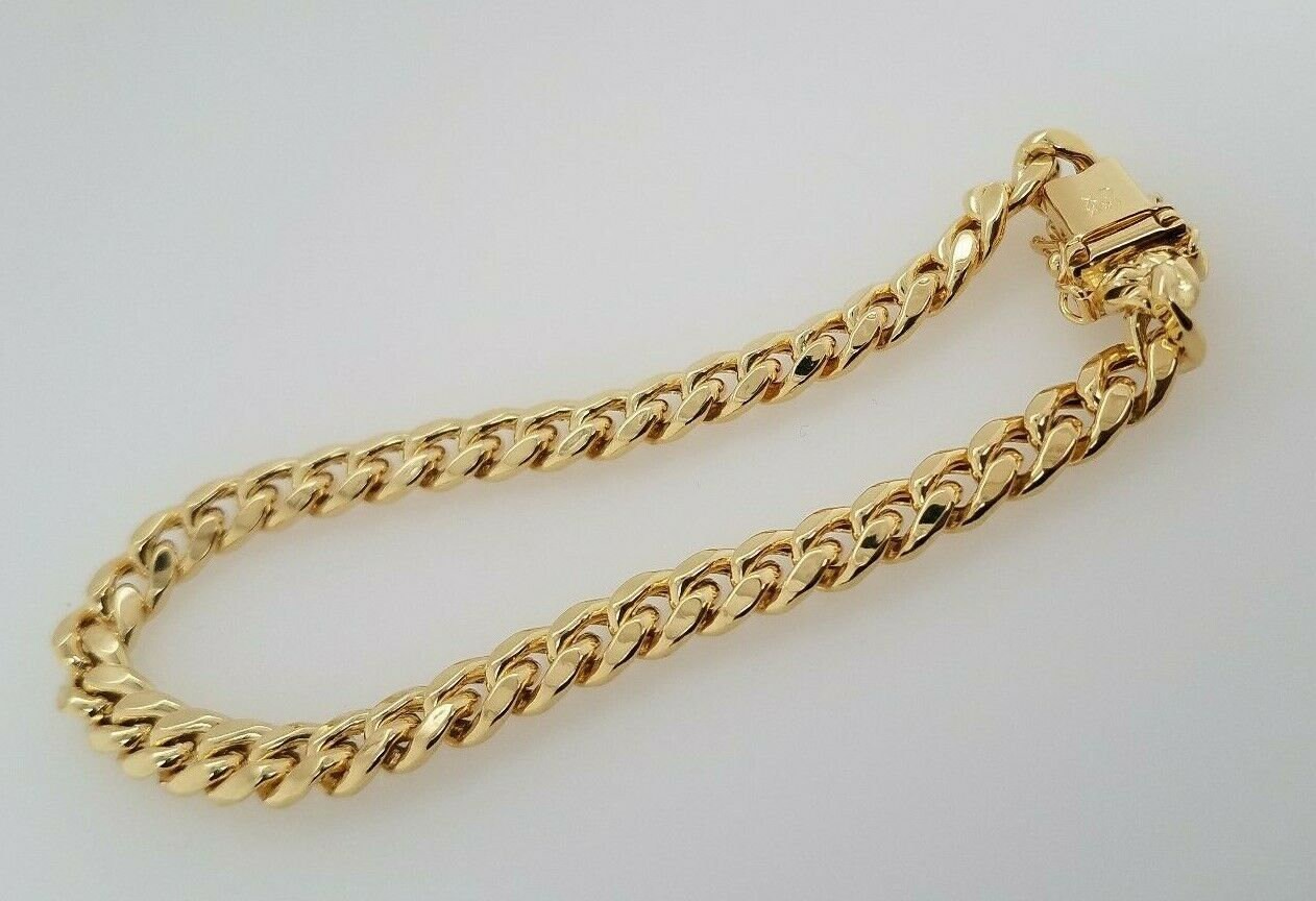 14K Yellow Gold Cuban Link Bracelet Anklet 8 Inches 6MM Thick Etsy