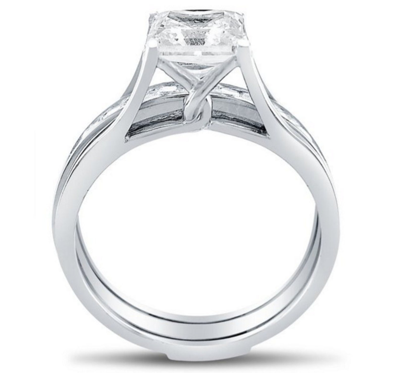 2 Ct Princess Cut Diamond 2 Piece Engagement Wedding Ring Band Etsy
