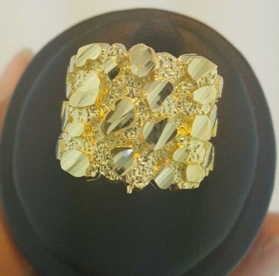 Extra Large Mens Women s 10K Yellow SOLID GOLD Nugget All Ring