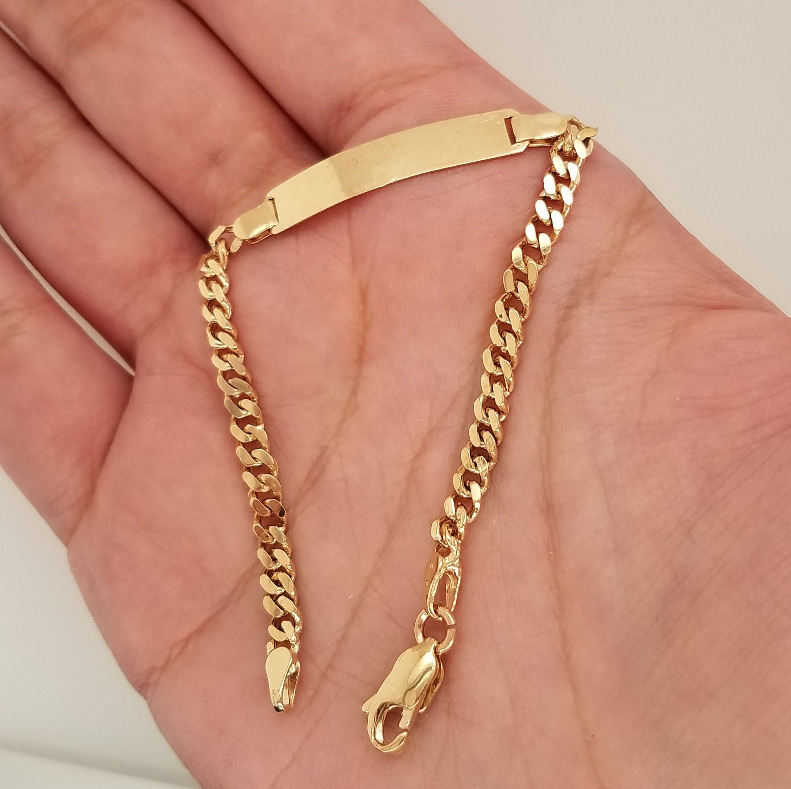 14K Gold Charm Bracelet, Design Your Own Baby/Children’s Link Chain Bracelet for Girls (Includes Diamond Initial) - 14K Gold
