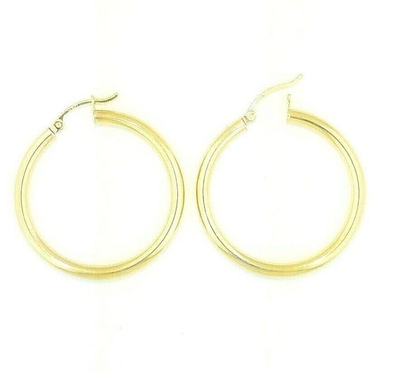 Jewel Tie Solid 14K Three 3 Color Gold Diamond-Cut Satin 1.5mm Hoop Earrings 35mm Diameter Jewel Tie Solid 14K Three 3 Color Gold Diamond-Cut Satin 1.5mm Hoop Earrings 35mm Diameter