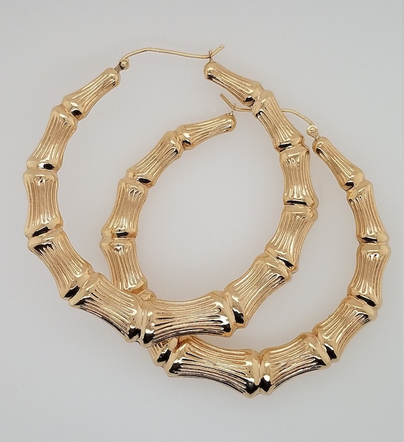 14k gold clearance bamboo earrings