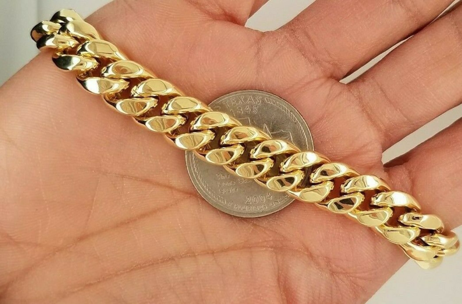 10K Yellow Gold Cuban Link Bracelet 8 Inches 9.5MM Wide for Etsy