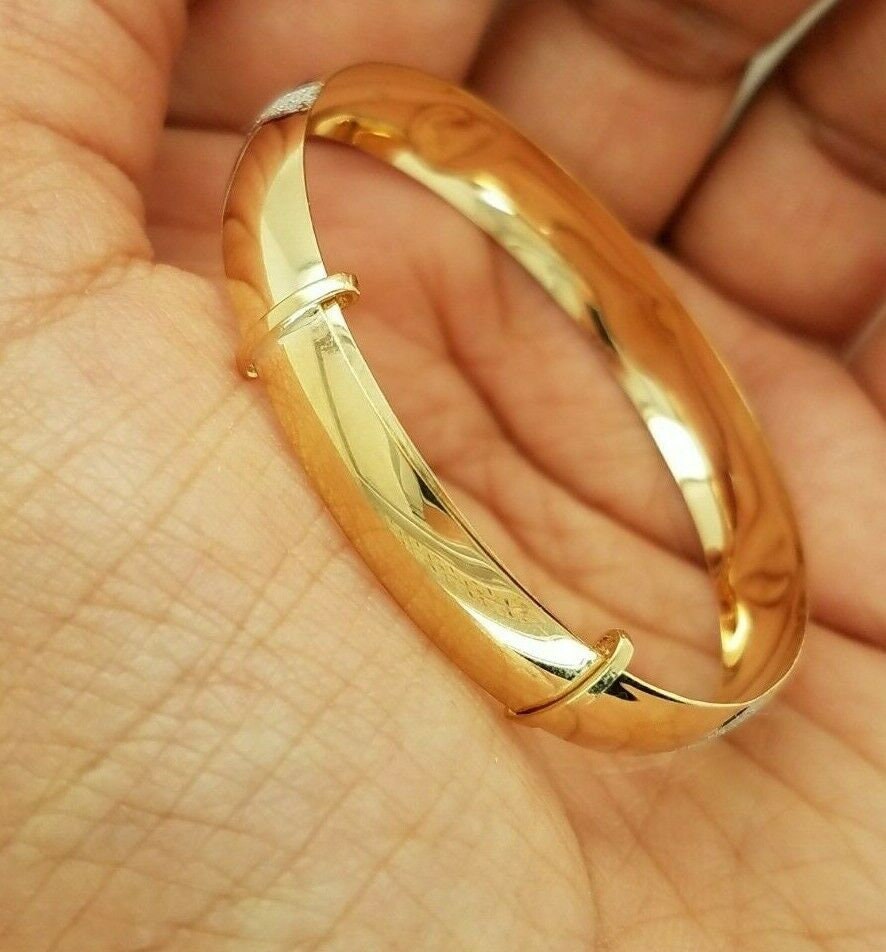 14K Yellow Gold Baby Bangle Bracelet 6 Inches 4.7 Grams Tri Etsy