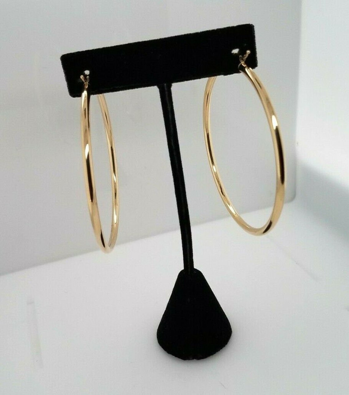 14k Yellow Gold 3MM Round Hollow Hoop Earrings Snap Closure - Etsy