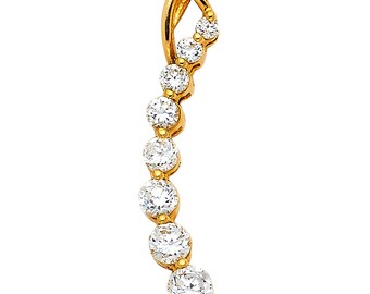 14k Solid Yellow Gold 0.35 Ct Diamond Love Journey Pendant Charm for Necklace 1.2 gr