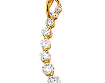 Dije colgante de viaje de amor con diamantes de 0,35 quilates de oro amarillo macizo de 14 k para collar de 1,2 gr