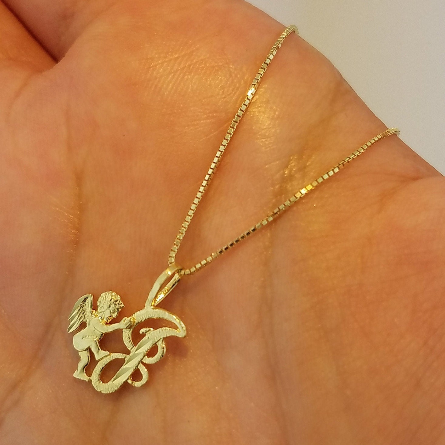 Solid 14k Yellow Gold Script Initial Charm Alphabetical Letters Pendant No Chain Solid 14k Yellow Gold Script Initial Charm Alphabetical Letters Pendant No Chain