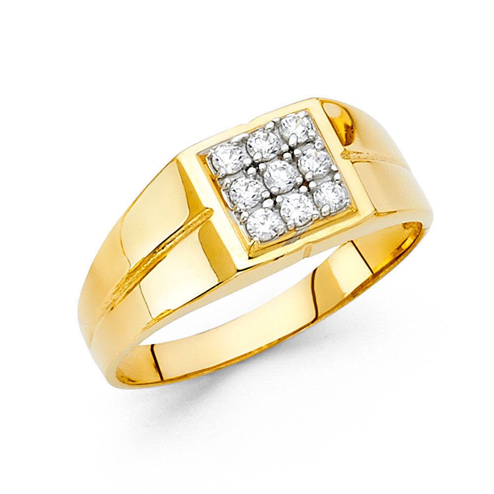 Size 9 Men's Pave Set Cubic Zircon CZ Pinky Ring Real Solid 10K Yellow Gold Size 9 Men's Pave Set Cubic Zircon CZ Pinky Ring Real Solid 10K Yellow Gold