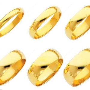 14K Solid Yellow Gold Plain Wedding Band Ring For Men Women 3MM 4MM 5MM 6MM