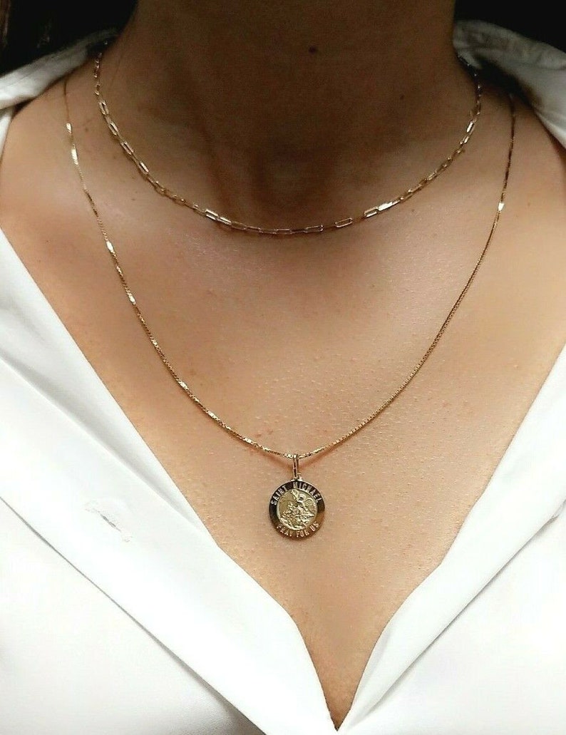 14K Yellow Gold Thin Paperclip Necklace Elongated Link Etsy