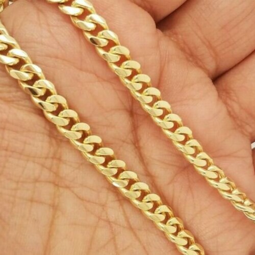 10K Yellow Gold Cuban Link Bracelet Anklet 8 Inches 4MM Thick Etsy